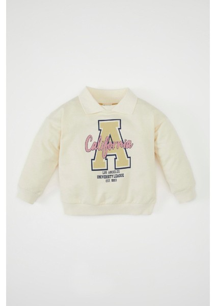 Kız Bebek Gömlek Yaka Baskılı Sweatshirt D2854A524AU