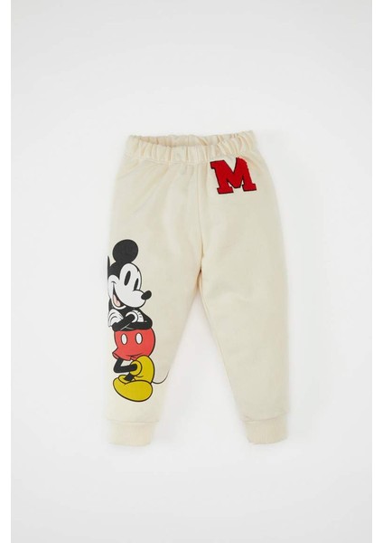 Erkek Bebek 2'li Takım Disney Mickey & Minnie Bisiklet Yaka Sweatshirt Üst Beli Lastikli Jogger Eşofman Altı D1890A524AU