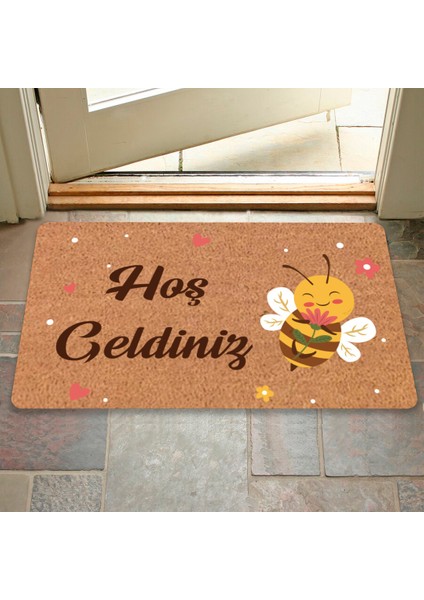Modern Dijital Baskı - Hoş Geldiniz Yazalı Paspas - Kaymaz Taban Kapı Önü Paspası modelleri