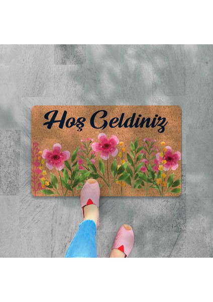 Modern Dijital Baskı - Hoş Geldiniz Yazalı Paspas - Kaymaz Taban Kapı Önü Paspası fiyatları