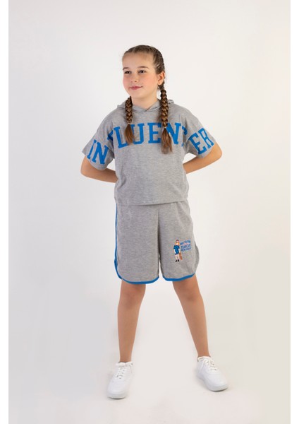 Kız Çocuk Kapşonlu Şortlu Alt-Üst Takım-10-13 Yaş fırsatları