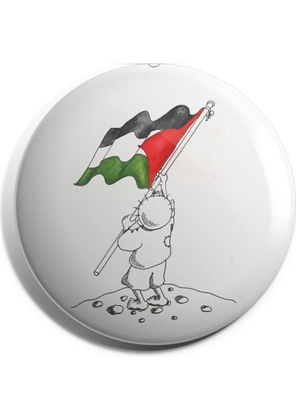 Major Selection Hanzala ve Filistin Bayrağı Iğneli Çanta Rozeti 58MM