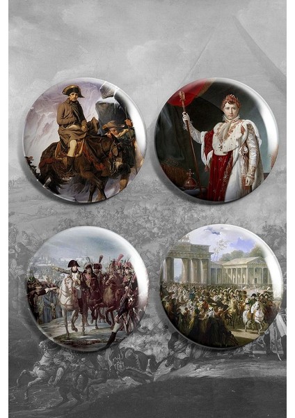 Napolyon (Napoleon) Hayatından Kareler Dörtlü Set Iğneli Rozet
