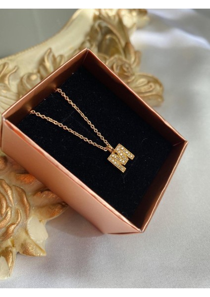 Sword's Concept Zirkon Taşlı Minimal Gold M Harfli Kolye