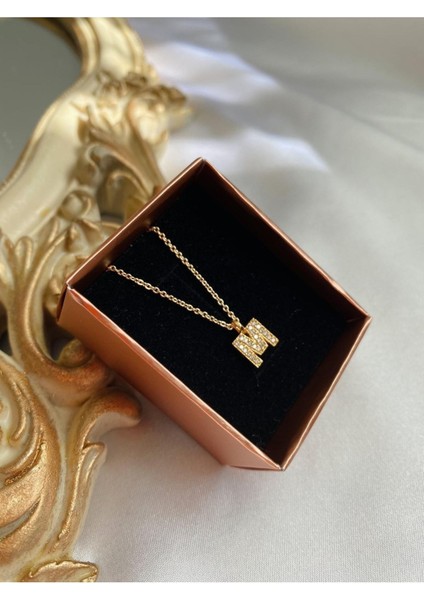 Sword's Concept Zirkon Taşlı Minimal Gold M Harfli Kolye