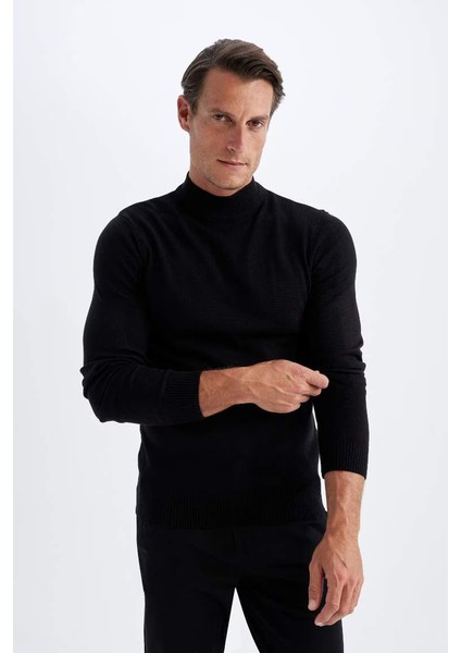 Slim Fit Balıkçı Yaka Kazak Black indirimleri