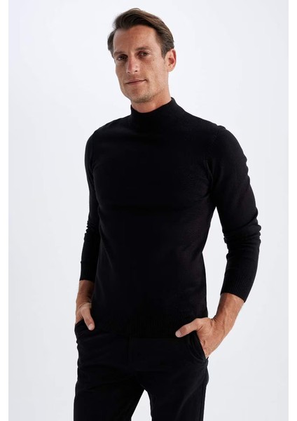 Slim Fit Balıkçı Yaka Kazak Black modelleri