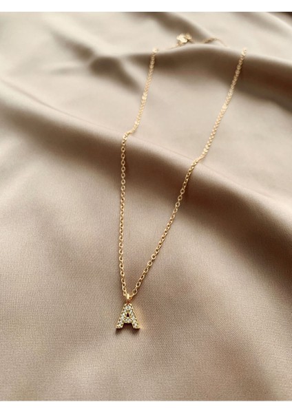 Sword's Concept Zirkon Taşlı Minimal Gold A Harfli Kolye