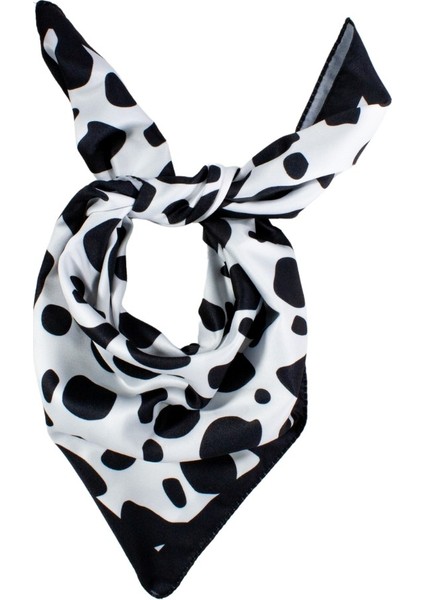 Dreamgift-Dalmaçya Esintili Siyah Beyaz Eşarp Fular Bandana 50X50 cm | Zarif ve Modern Aksesuar