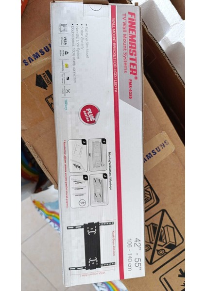 LCD / LED TV Sabit Duvar Askı Aparatı 42 - 55 İNC , 40 kg kapasiteli FİNEMASTER %100 YERLİ