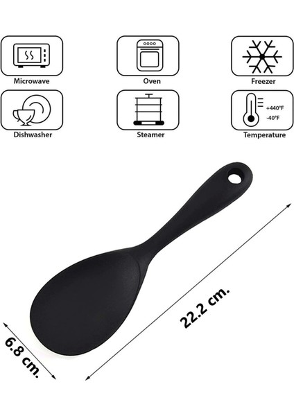 Burcummm 3 Adet Silikon Sert Uçlu Kısa Pilav Kaşığı Siyah & Gri & Kırmızı modelleri