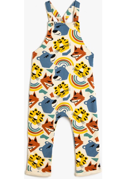 Askılı Uzun Tulum Salopet Hayvanlar Baskı Detaylı