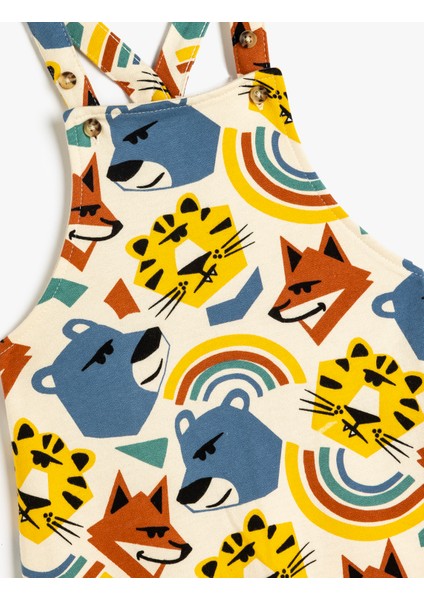 Askılı Uzun Tulum Salopet Hayvanlar Baskı Detaylı modelleri