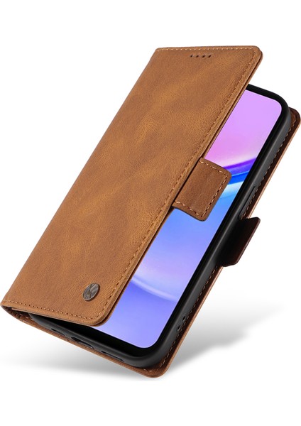 Anti-Düşen Telefon Kılıfı Için Samsung Galaxy A16 Kılıf Pu Deri Cüzdan Telefon Kapak Cilt Dokunmatik Duygu-Kahverengi (Yurt Dışından)