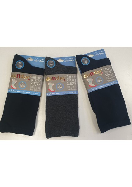 Erkek Cotton Diabetic Winter Socks Dikişsiz 41-45 Numara 6 Lı Paket