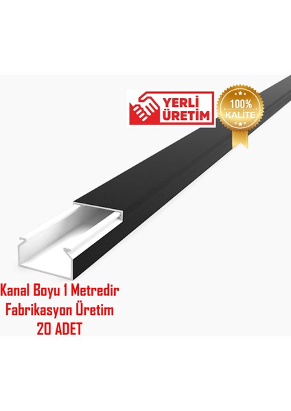 Extra Kendinden Yapışkanlı Siyah Kablo Kanalı 25X16 1 Metre 20 Adet Mutlusan