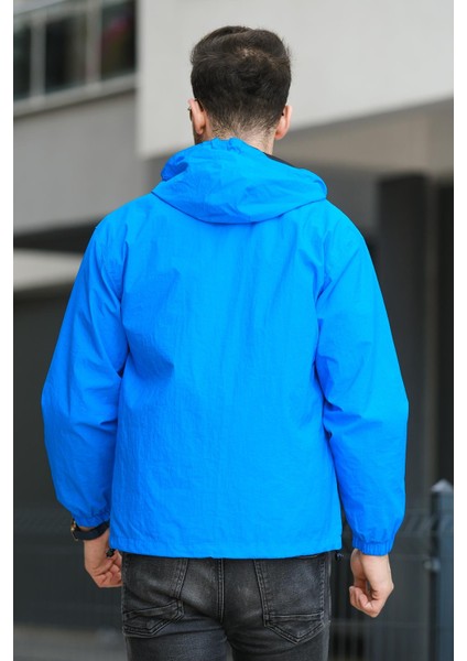 Save Baskılı Suya Dayanaklı Slim Fit Erkek Mevsimlik Mont Yağmurluk