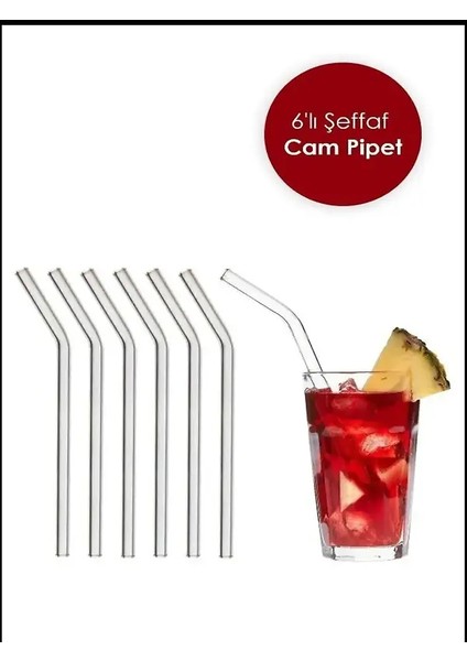 6'li Cam Pipet ve Pipet Temizleme Fırçası Hediye, Kalın Cam Pipet ile