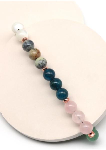 Boğa Burcu Taşlarından Oluşan Doğal Taş Makrome Bileklik 8 mm Küre Kesim - Burç Bilekliği fiyatları