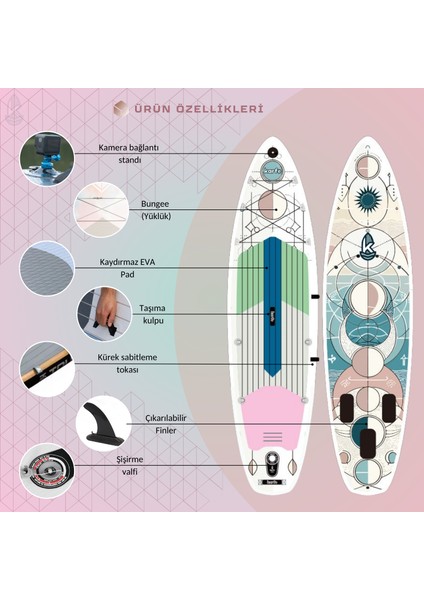 10'6 (320CM) Sup Şişme Yoga Sörfü - Stand Up Paddle Yoga Board (Serenity Glide)