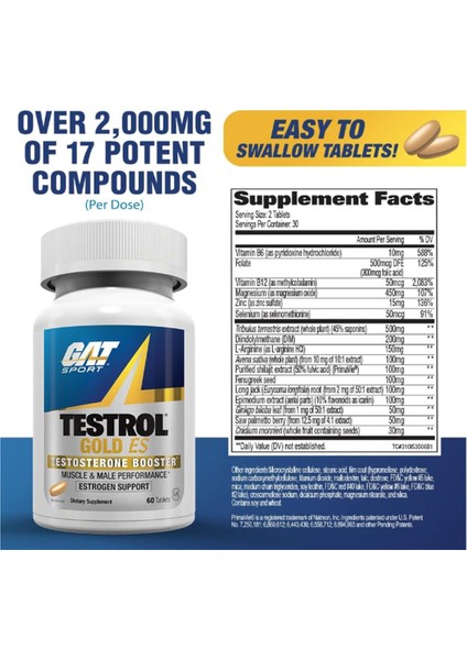 Gat Testrol Gold Es Testosterone Booster 60 Tablet