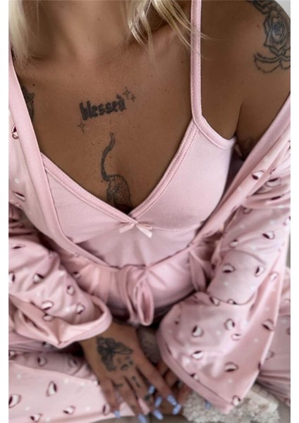 Somon Coffe Desenli Termal Sabahlıklı Kadın Pijama Takımı