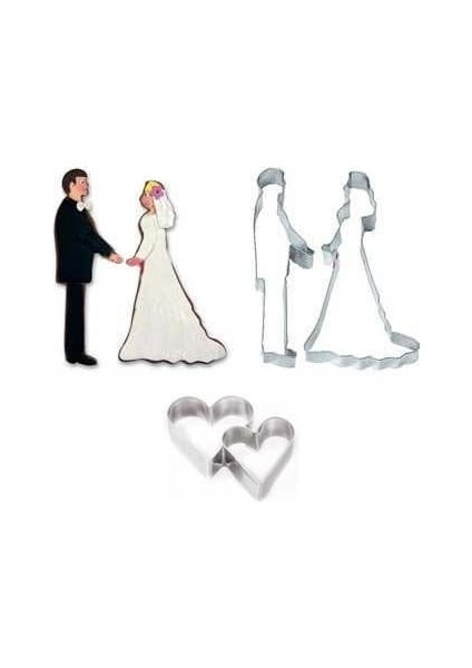 Çift Kalpli Sevgili Kurabiye Kalıbı Seti - 3 Parça fiyatları