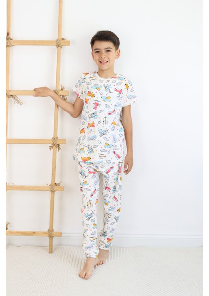 Erkek Çocuk Baskılı Pamuklu Penye Kumaş Pijama Takımı fiyatları