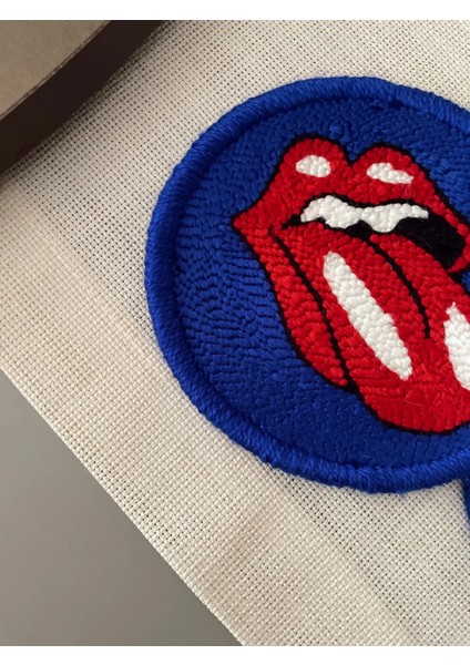 Punch Bardak Altlığı Çift Taraflı Rolling Stone Desenli Yuvarlak Formlu Koyu Mavi