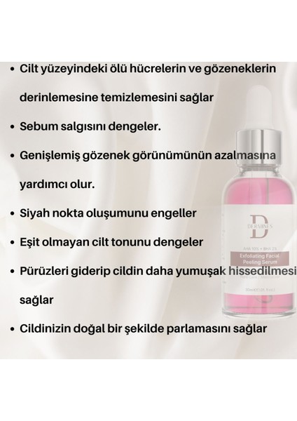 Cilt Tonu Eşitleyici & Canlandırıcı Kırmızı Peeling Aha Bha Yüz Serumu Aha 10% Bha 2% 30 ml indirimleri