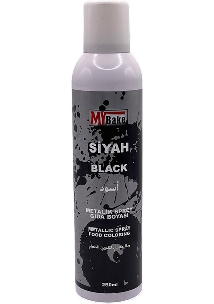 Siyah Metalik Sprey Gıda Boyası 250 ml