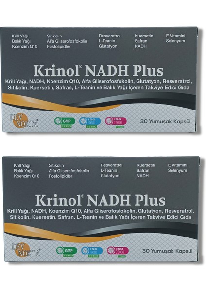Nadh Plus - Krill Yağı - Nadh - Koenzim - Q10 - Glutatyon - Resveratrol - Safran x 2 Kutu