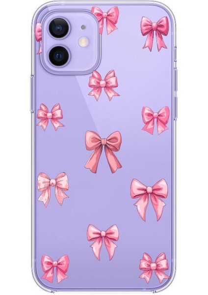 Apple Iphone Modelleri Uyumlu Kurdele Desenli Pastel Renkli Kabartmalı Şeffaf Silikon Kılıf 2