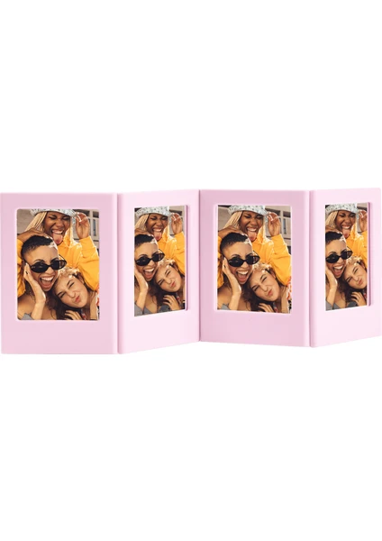 Instax Mini Film Uyumlu Pembe 4'lü Mıknatıslı Fotoğraf Çerçeve Seti