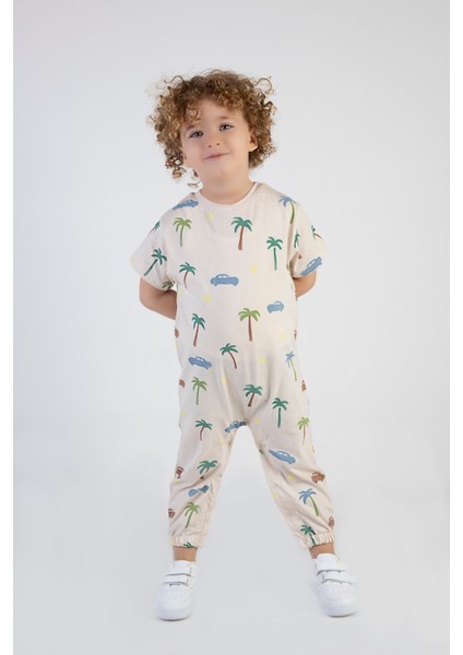 Kız Çocuk Araba-Palmiye Desen Pamuklu Tulum modelleri