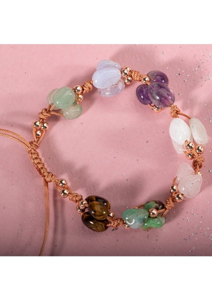 Yengeç Burcu Doğal Taş Makrome Bileklik Çok Renkli, Şık ve Enerjik Takı indirimleri