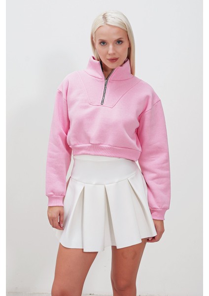 Üç Iplik Kol Ucu Etek Lastikli Yarım Fermuarlı Sweat modelleri