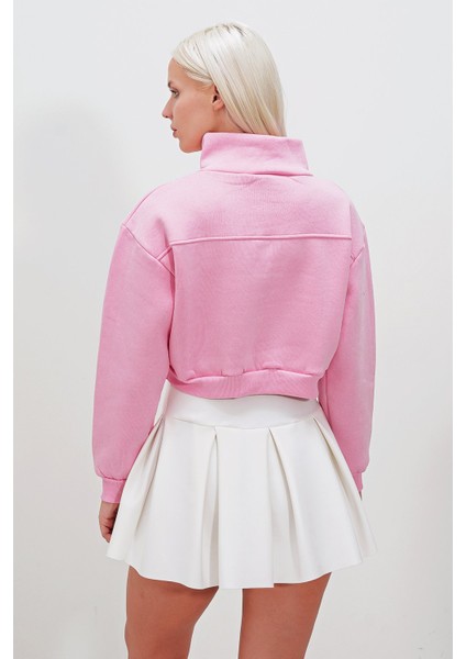 Üç Iplik Kol Ucu Etek Lastikli Yarım Fermuarlı Sweat fırsatları