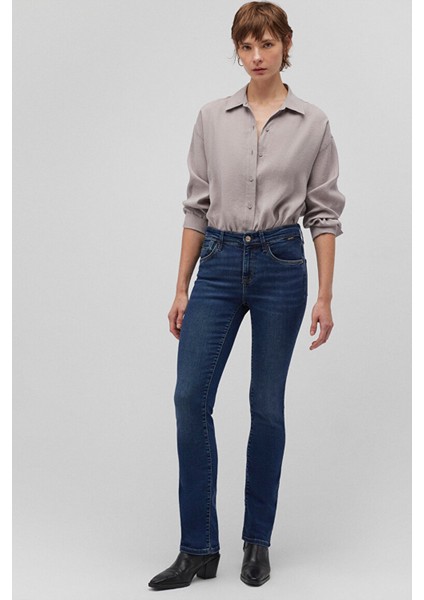 Mona Gold Klasik Vintage Koyu Mavi Jean Pantolon 1049787784