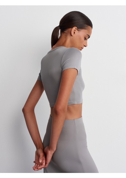 31104 Modal Crop Top-Gri fiyatları