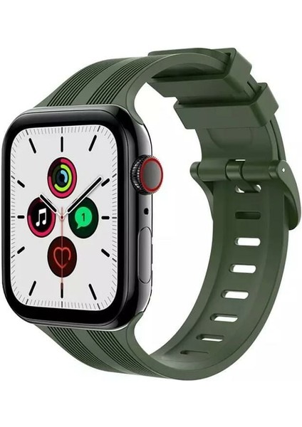 Apple Watch Uyumlu 38-40-41-42-44-45-49 mm Silinebilir Yüksek Kalite Çizgi Detaylı Esnek Yumuşak Tokalı Silikon Kordon