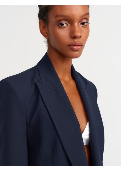 60740 Kontras Manşetli Blazer Ceket-Lacivert