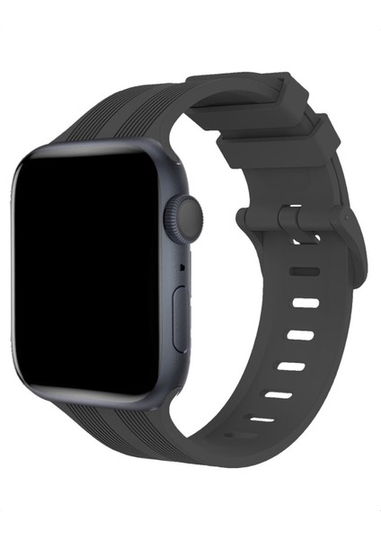 Apple Watch Uyumlu 38-40-41-42-44-45-49 mm Silinebilir Yüksek Kalite Çizgi Detaylı Esnek Yumuşak Tokalı Silikon Kordon