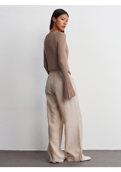 71515 Belden Lastikli Dökümlü Pantolon-Taş fiyatları