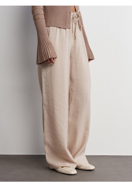 71515 Belden Lastikli Dökümlü Pantolon-Taş indirimleri