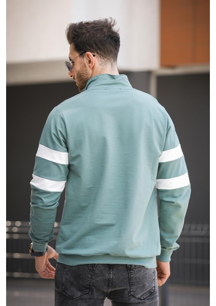 Nepido Çift Renkli Yarım Fermuarlı Balıkçı Yaka Erkek Sweatshirt