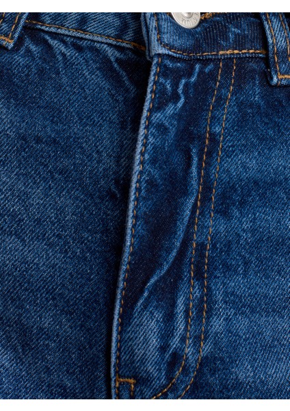 71688 Taşlanmış Wideleg Denim Pantolon-Lacivert fırsatları