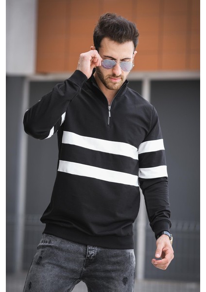Nepido Çift Renkli Yarım Fermuarlı Balıkçı Yaka Erkek Sweatshirt