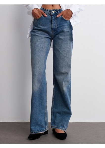 71691 Wideleg Denim Pantolon-Tint