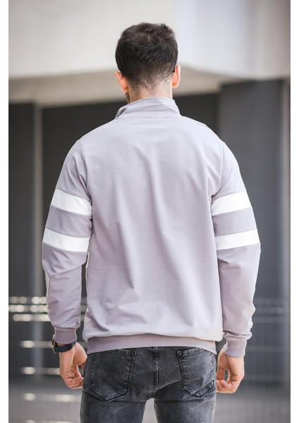 Nepido Çift Renkli Yarım Fermuarlı Balıkçı Yaka Erkek Sweatshirt